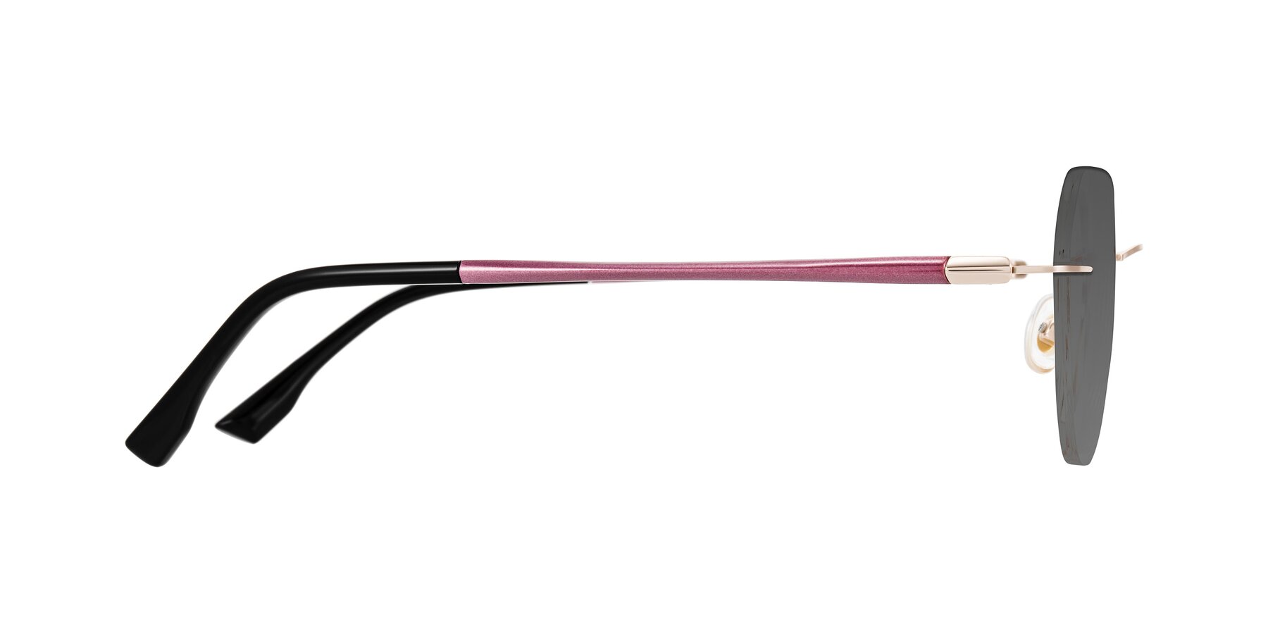 Side of Noe in Rose Gold/Purple with Medium Gray Tinted Lenses