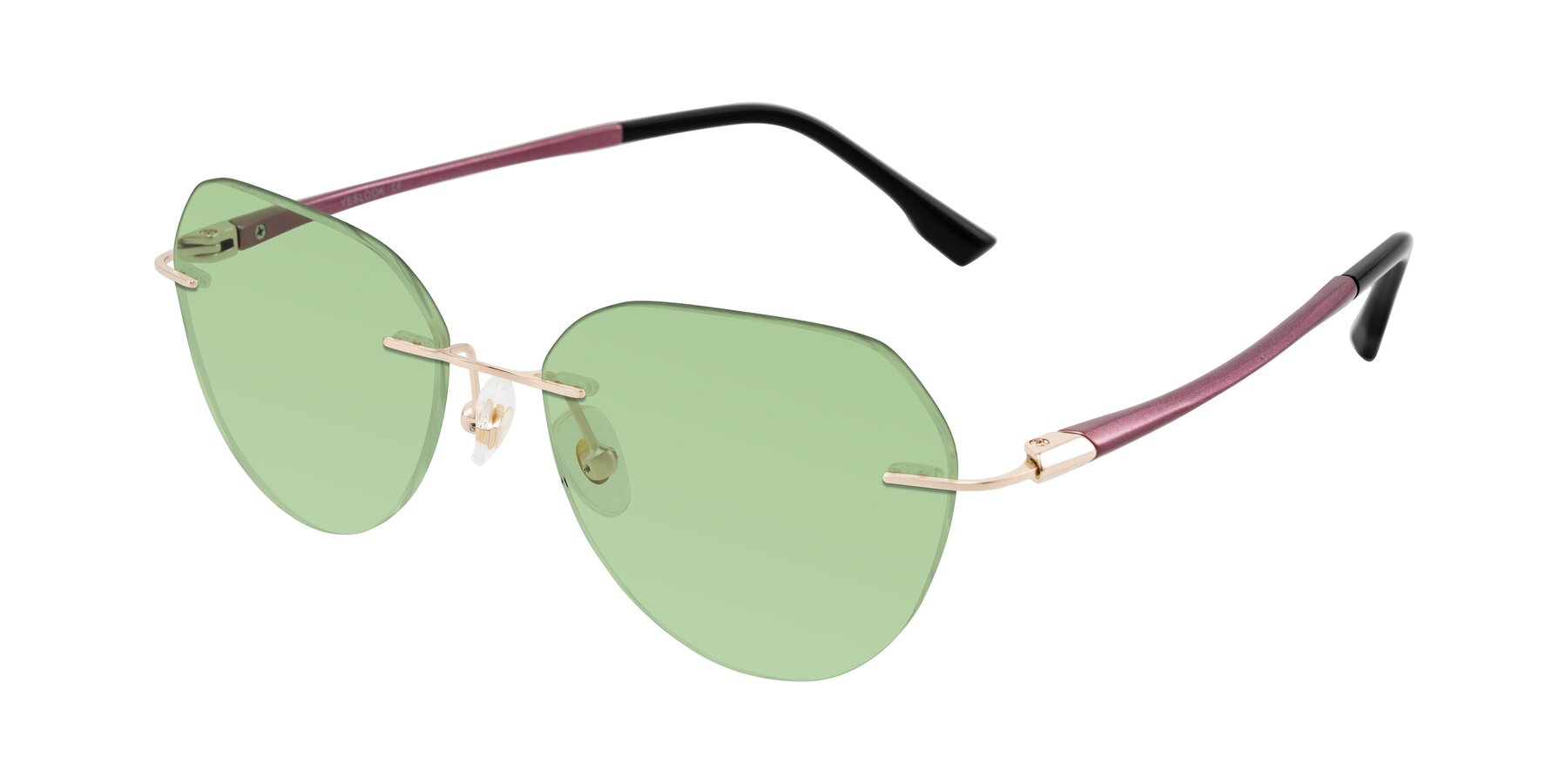 Angle of Noe in Rose Gold/Purple with Medium Green Tinted Lenses