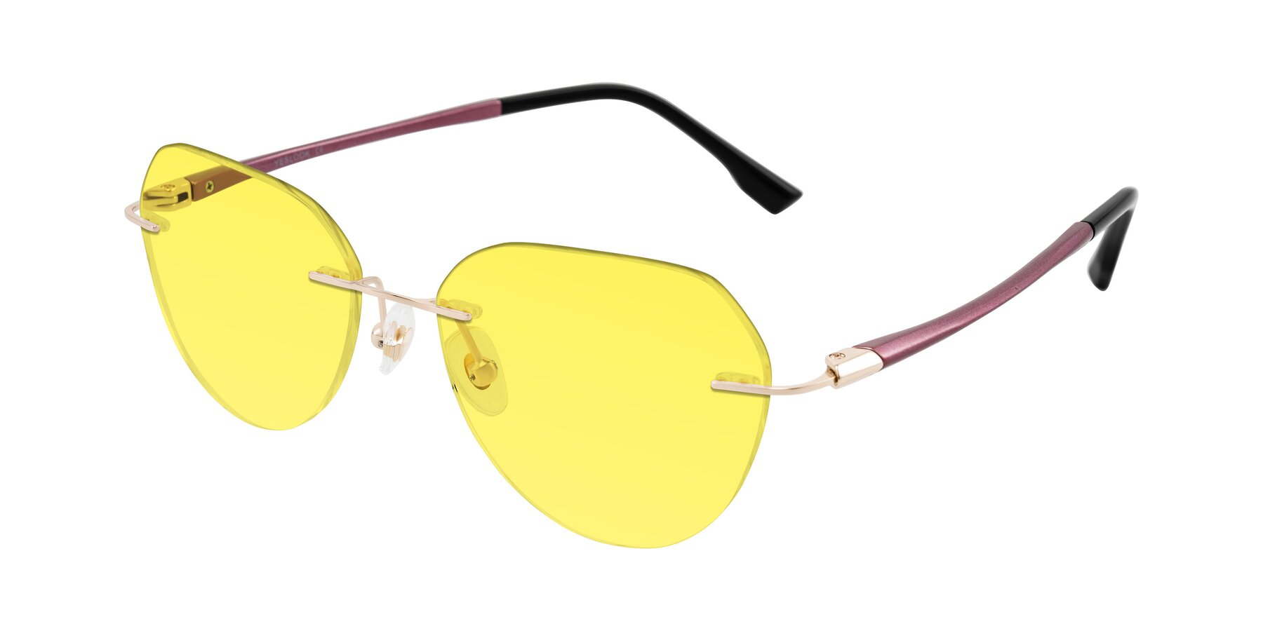 Angle of Noe in Rose Gold/Purple with Medium Yellow Tinted Lenses