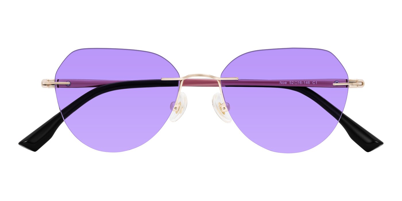 Noe - Rose Gold/Purple Tinted Sunglasses