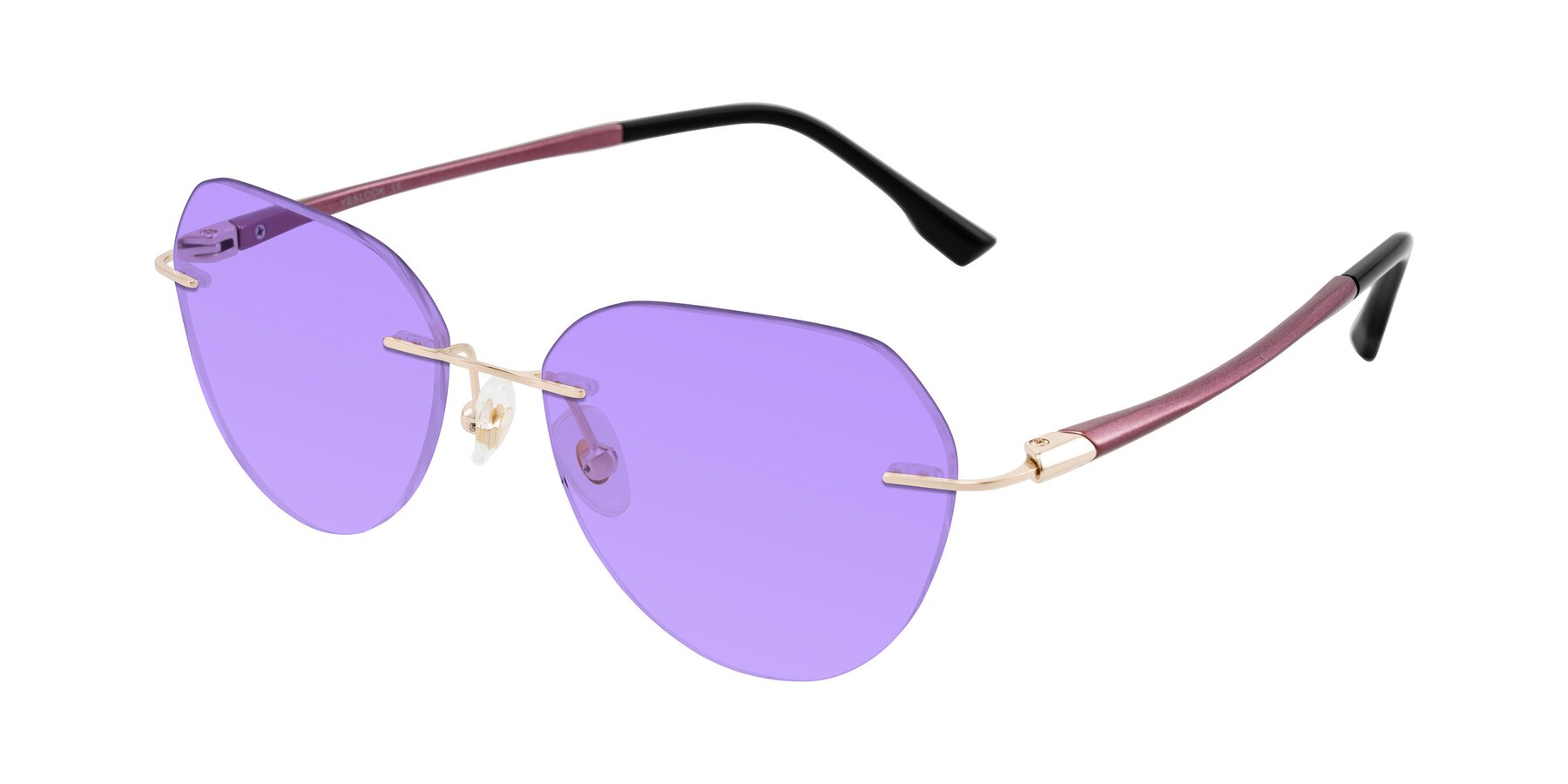Angle of Noe in Rose Gold/Purple with Medium Purple Tinted Lenses
