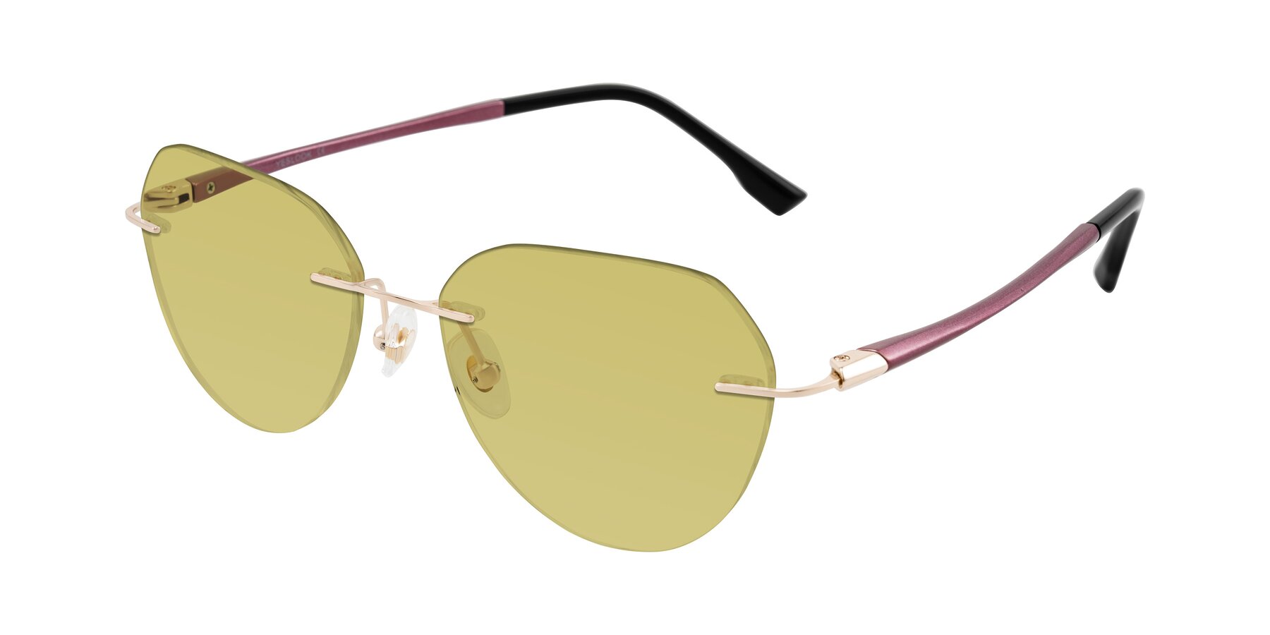 Angle of Noe in Rose Gold/Purple with Medium Champagne Tinted Lenses