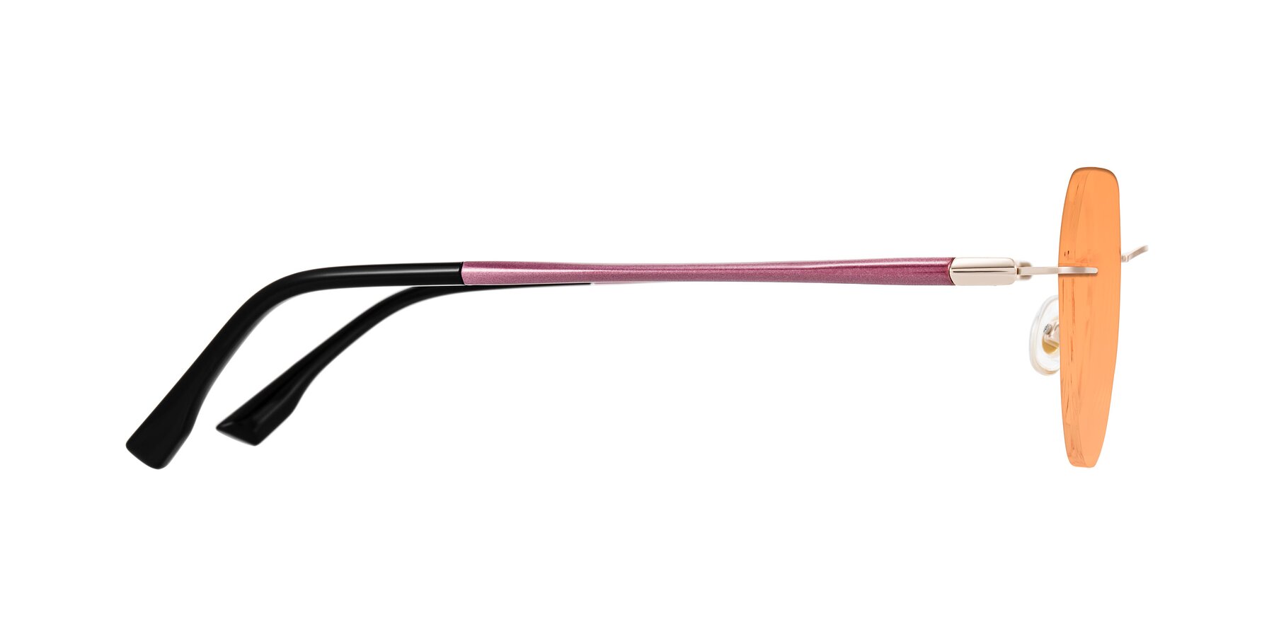 Side of Noe in Rose Gold/Purple with Medium Orange Tinted Lenses
