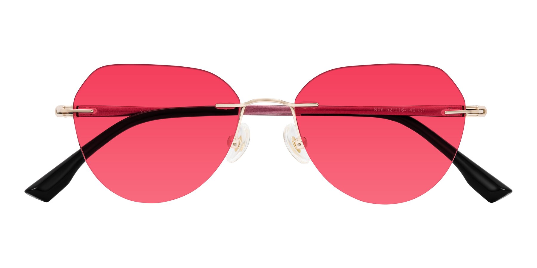 Folded Front of Noe in Rose Gold/Purple with Red Tinted Lenses