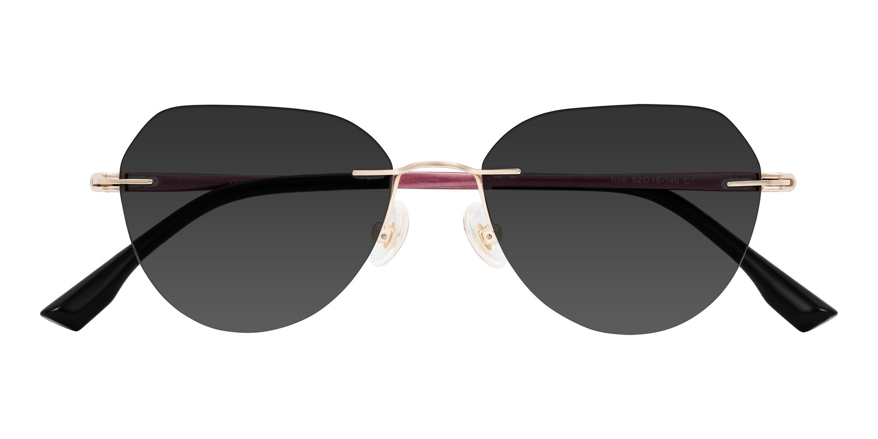 Folded Front of Noe in Rose Gold/Purple with Gray Tinted Lenses