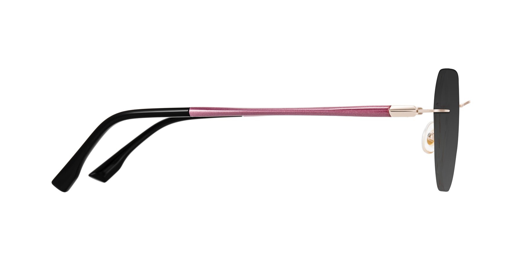 Side of Noe in Rose Gold/Purple with Gray Tinted Lenses