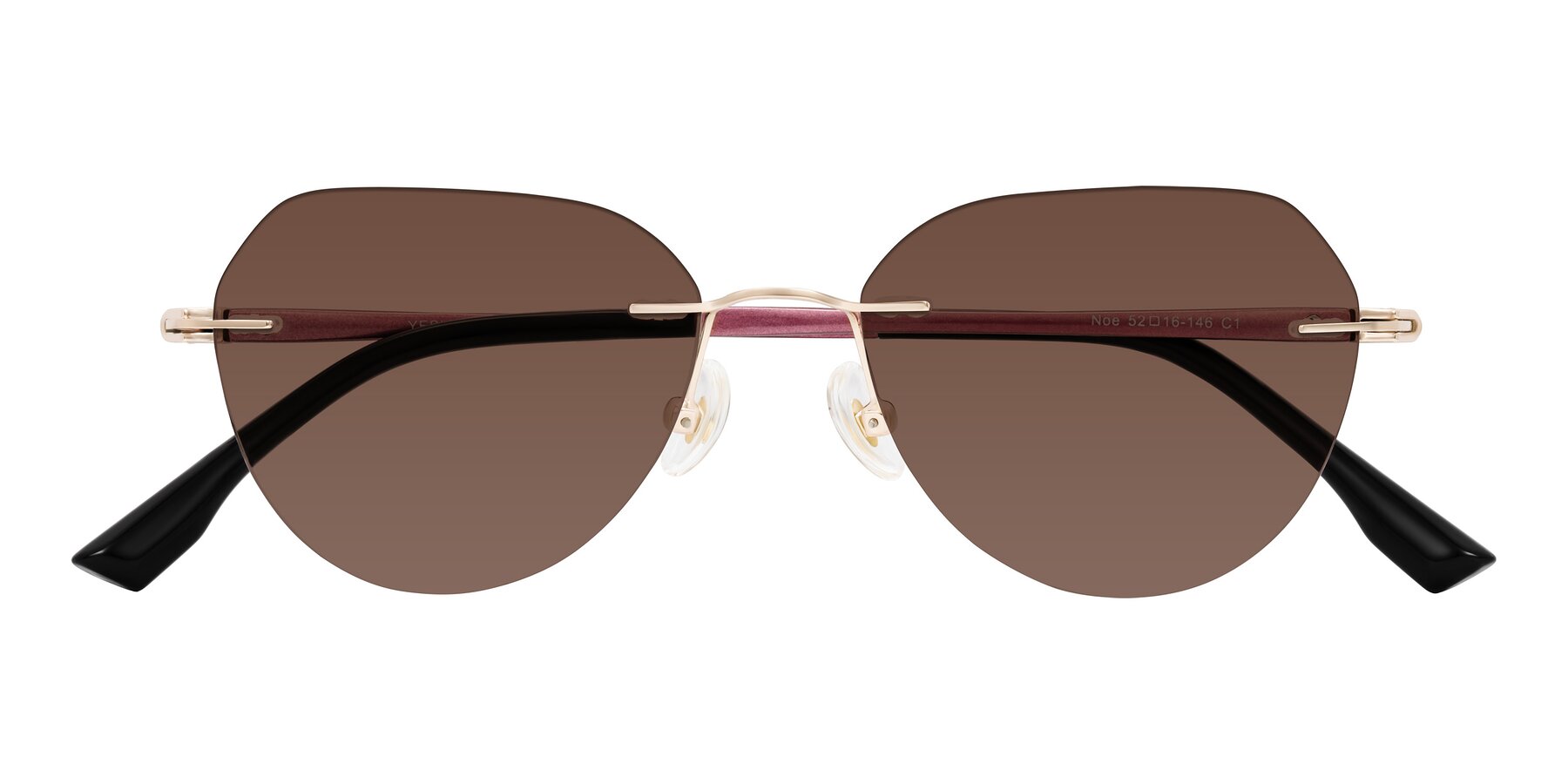 Folded Front of Noe in Rose Gold/Purple with Brown Tinted Lenses