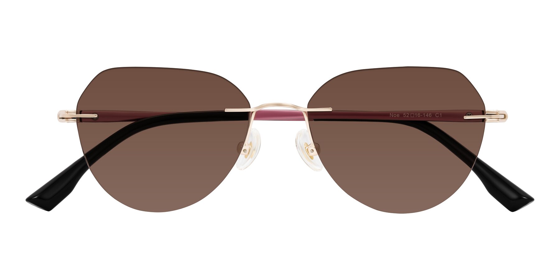 Folded Front of Noe in Rose Gold/Purple with Brown Tinted Lenses