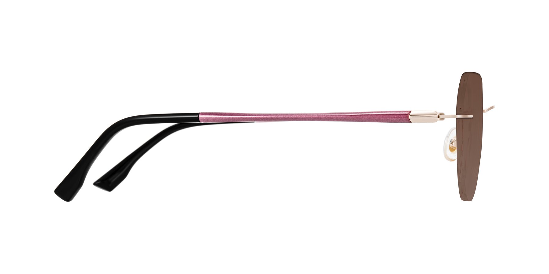 Side of Noe in Rose Gold/Purple with Brown Tinted Lenses