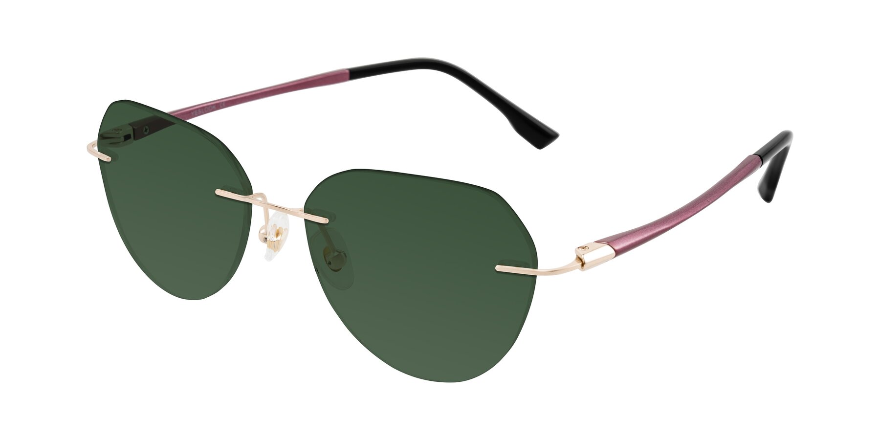 Angle of Noe in Rose Gold/Purple with Green Tinted Lenses
