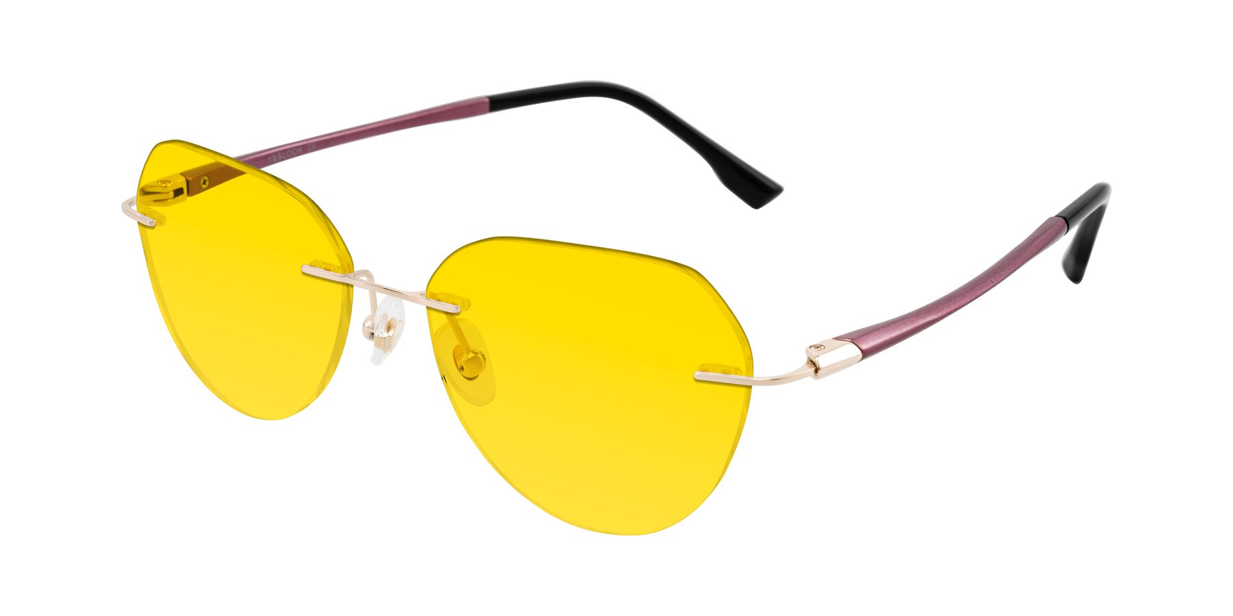 Angle of Noe in Rose Gold/Purple with Yellow Tinted Lenses