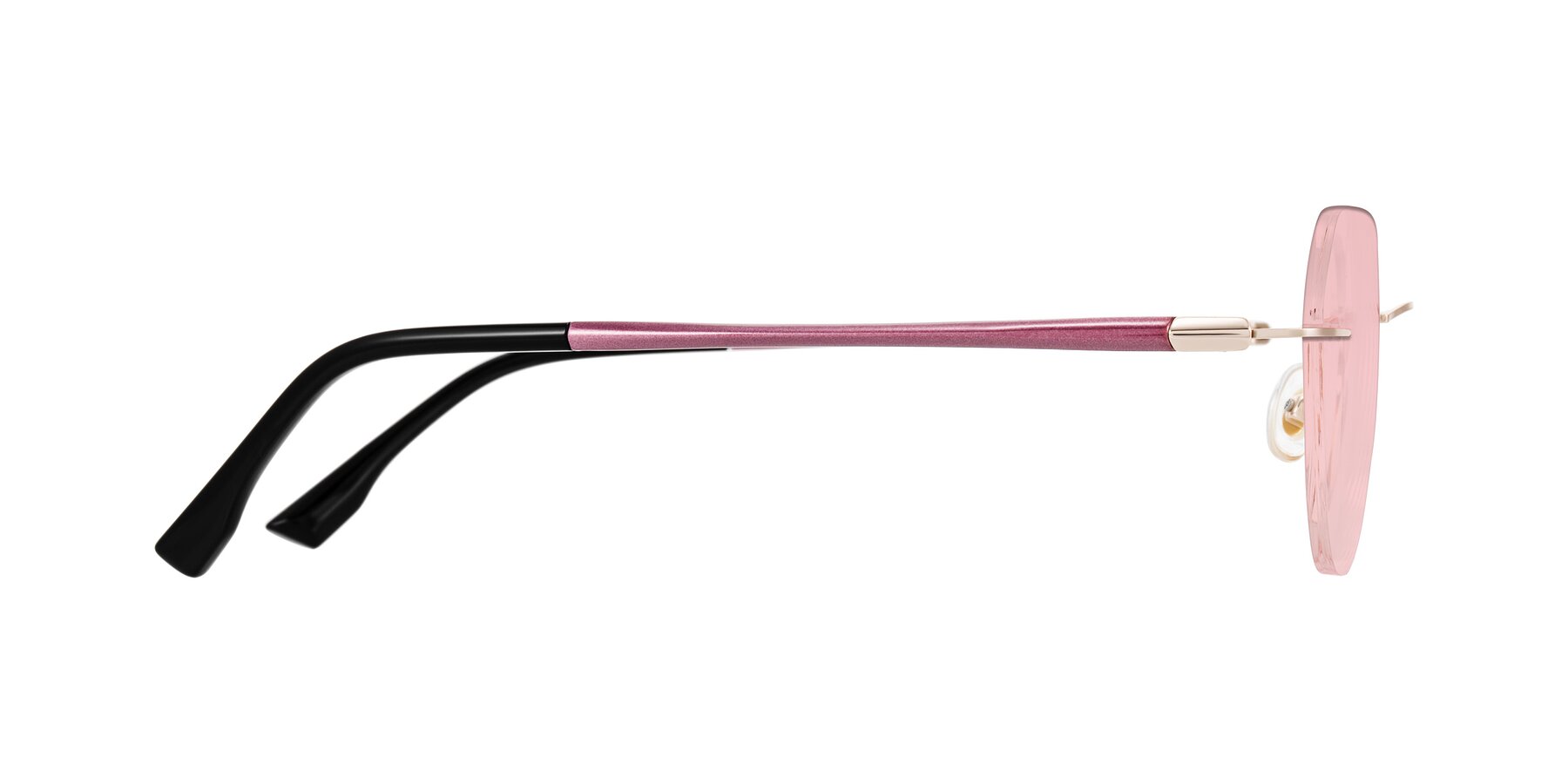 Side of Noe in Rose Gold/Purple with Light Garnet Tinted Lenses