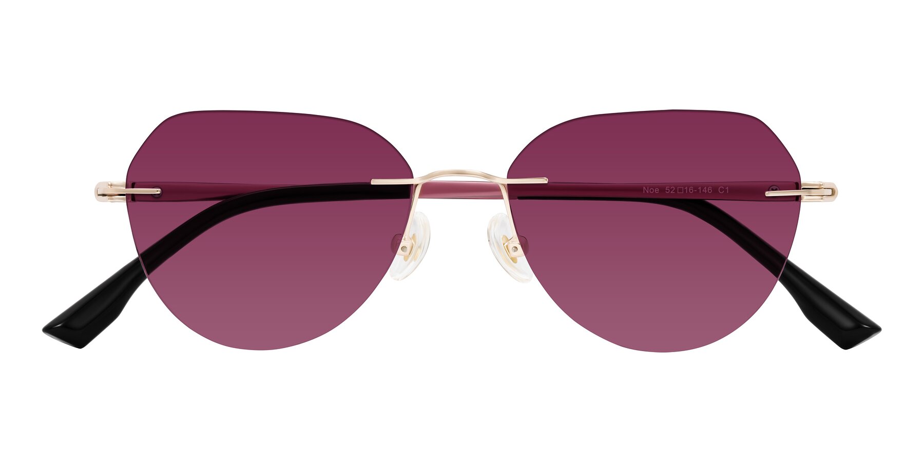 Folded Front of Noe in Rose Gold/Purple with Wine Tinted Lenses