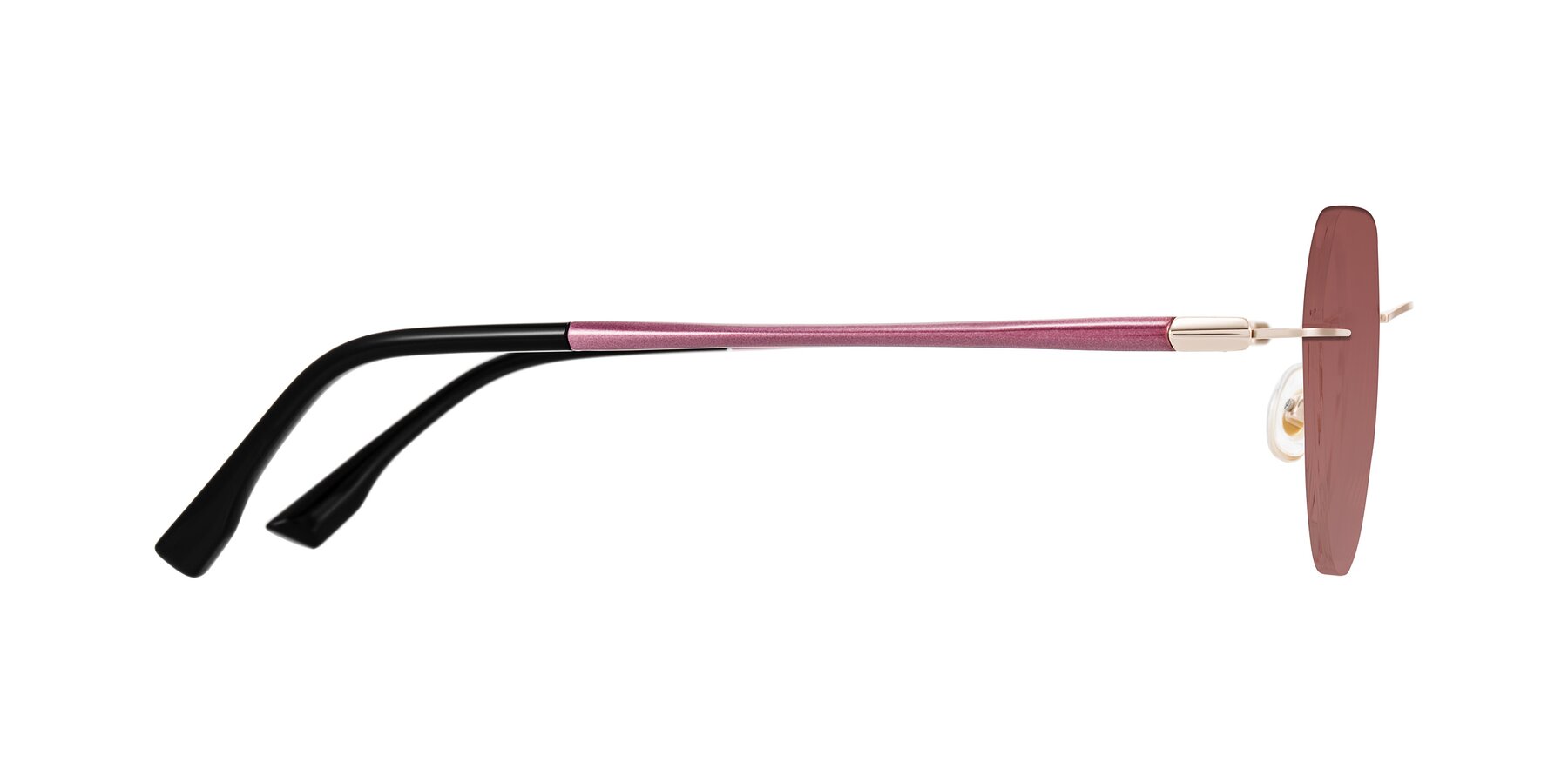 Side of Noe in Rose Gold/Purple with Garnet Tinted Lenses