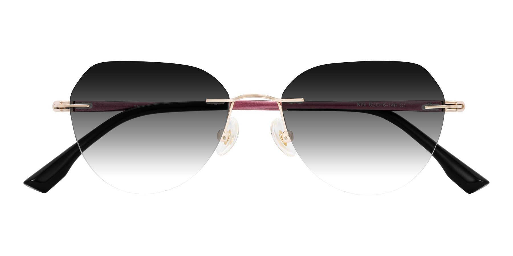 Folded Front of Noe in Rose Gold/Purple with Gray Gradient Lenses