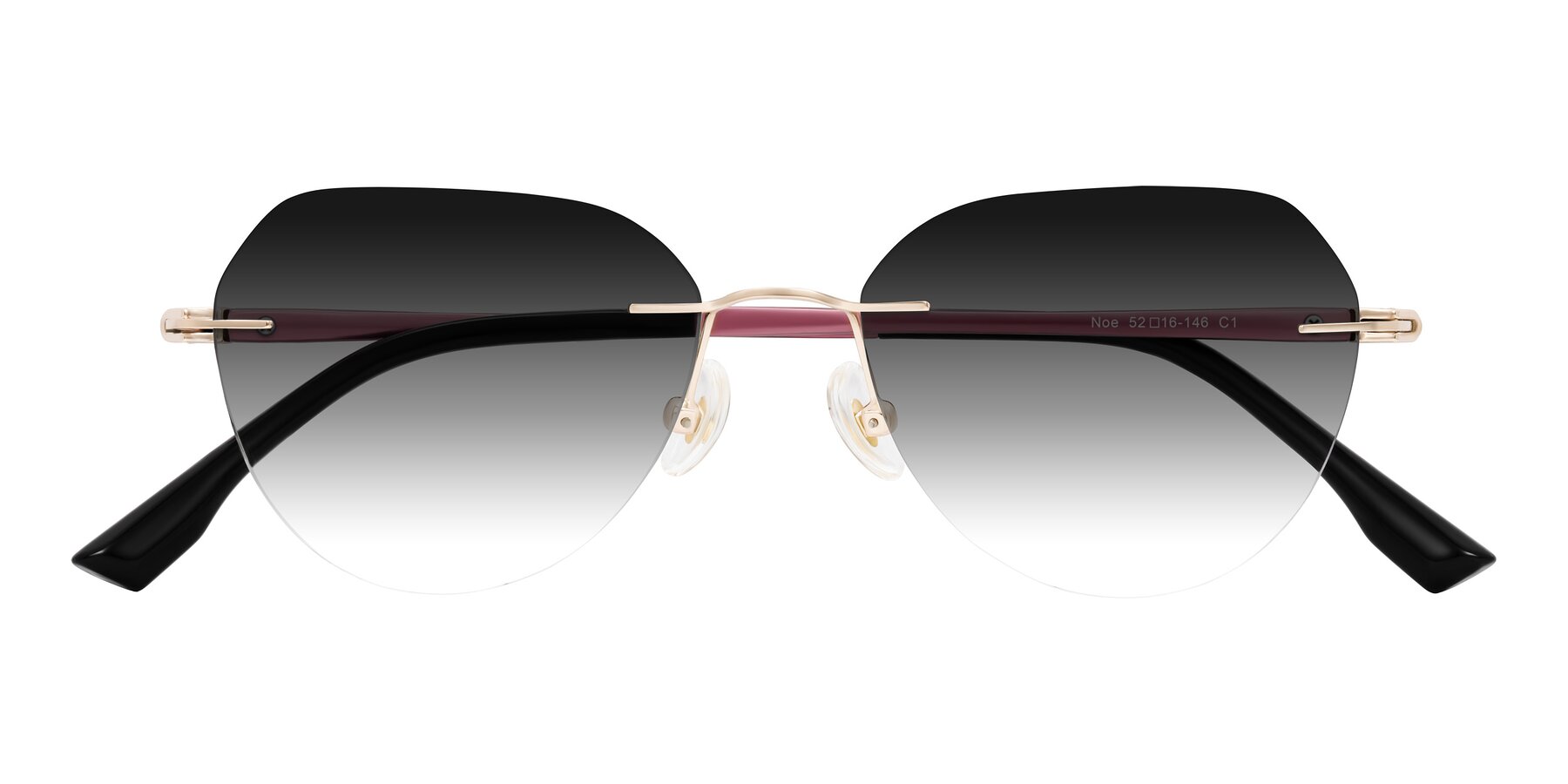 Folded Front of Noe in Rose Gold/Purple with Gray Gradient Lenses