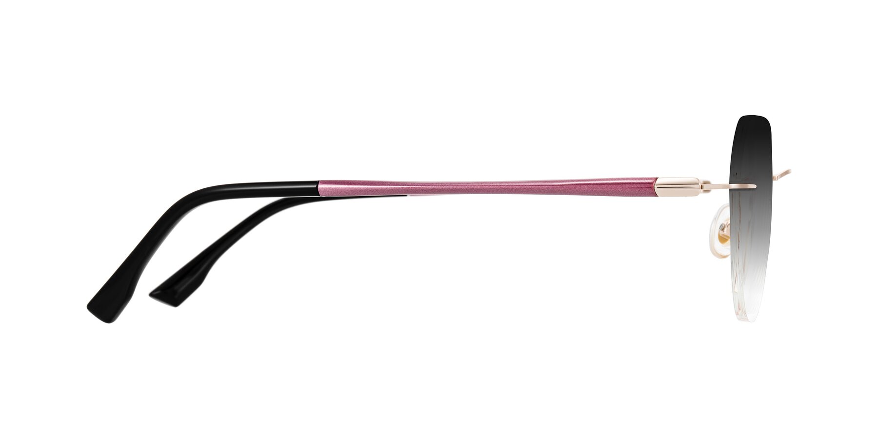 Side of Noe in Rose Gold/Purple with Gray Gradient Lenses