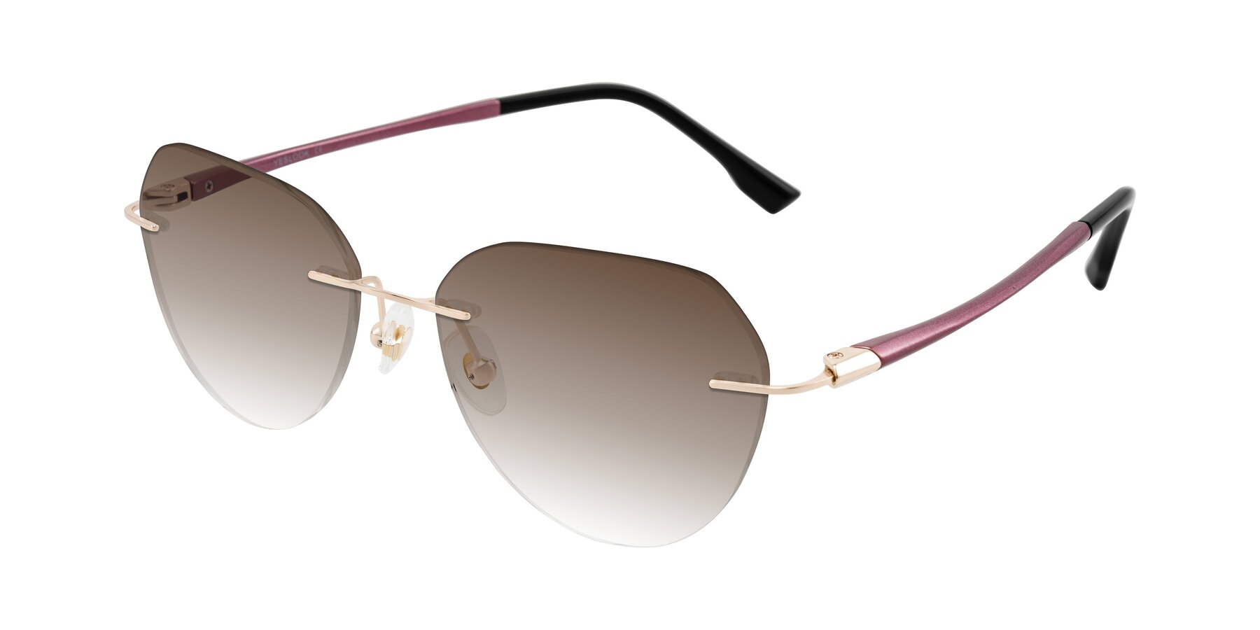 Angle of Noe in Rose Gold/Purple with Brown Gradient Lenses