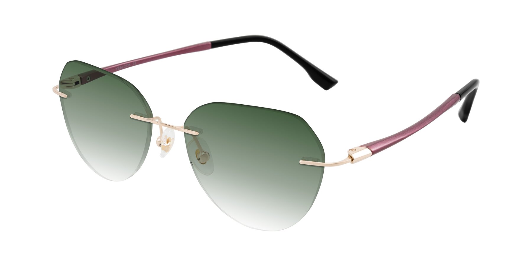 Angle of Noe in Rose Gold/Purple with Green Gradient Lenses