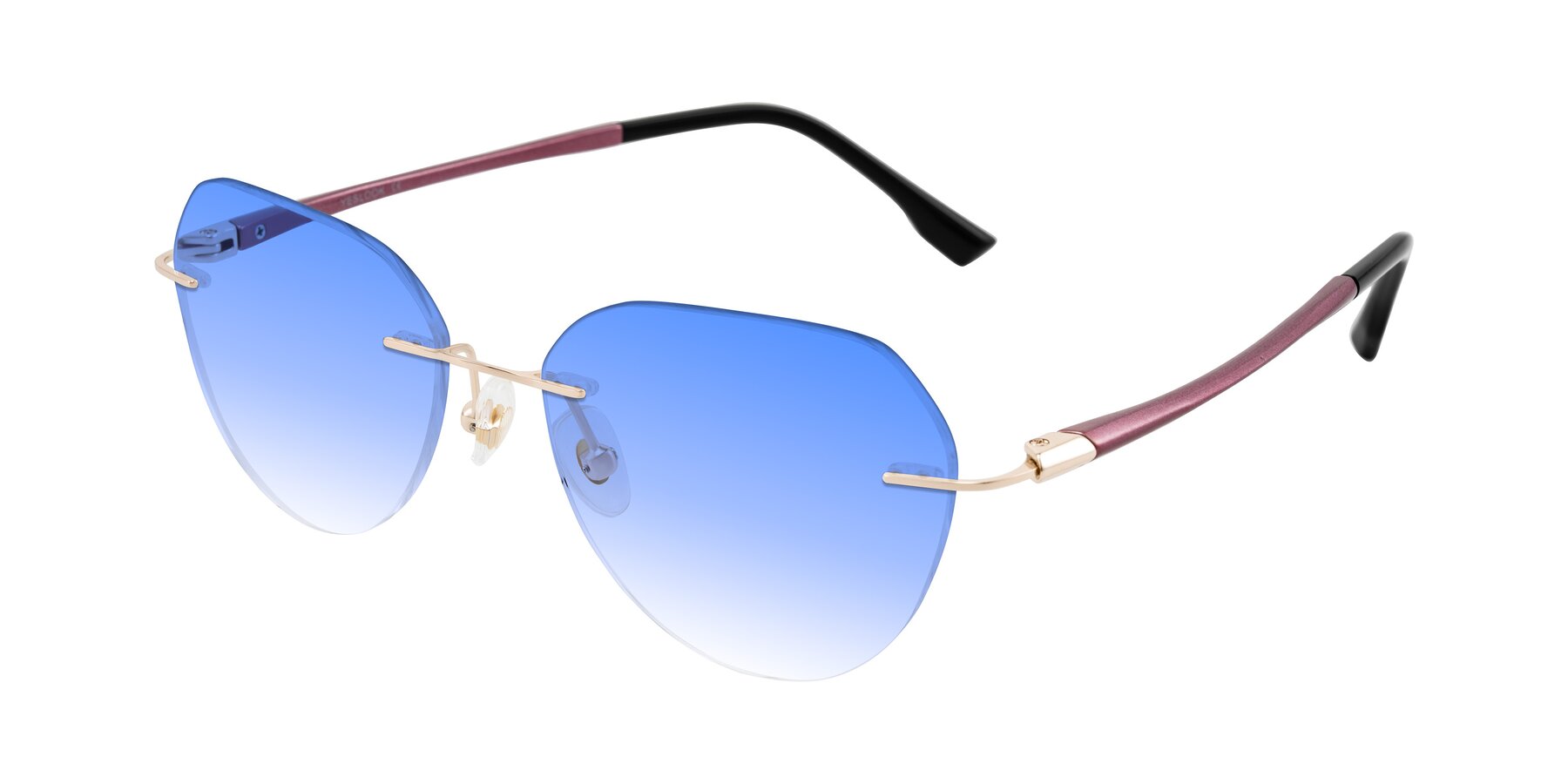 Angle of Noe in Rose Gold/Purple with Blue Gradient Lenses