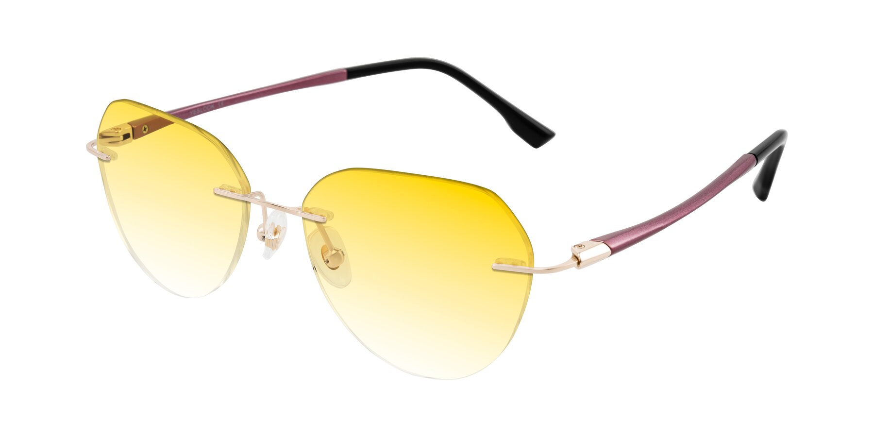 Angle of Noe in Rose Gold/Purple with Yellow Gradient Lenses