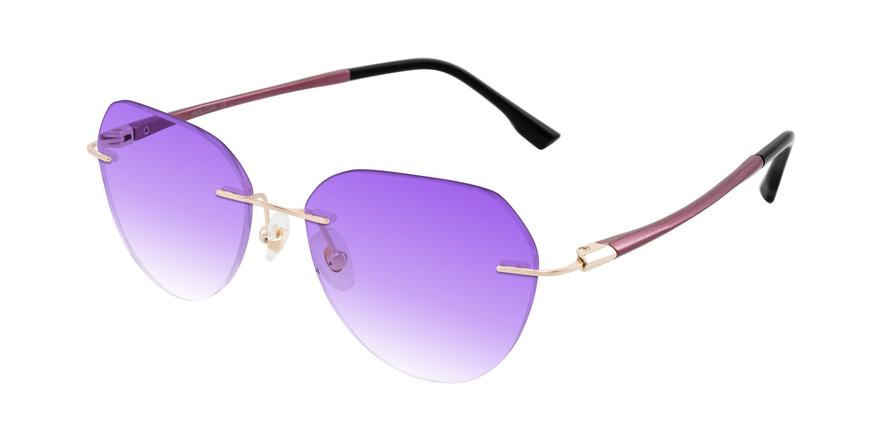 Angle of Noe in Rose Gold/Purple with Purple Gradient Lenses