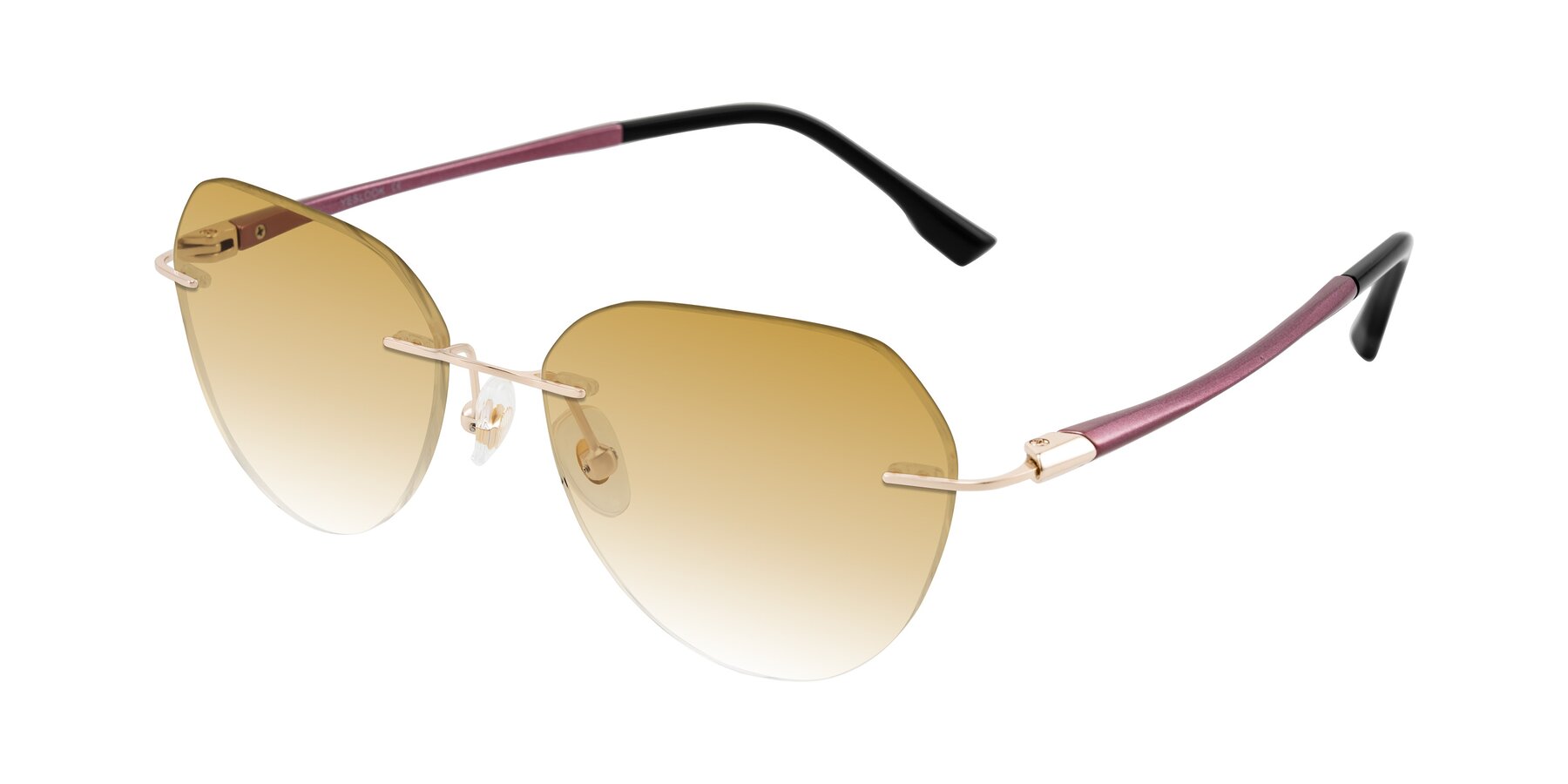 Angle of Noe in Rose Gold/Purple with Champagne Gradient Lenses
