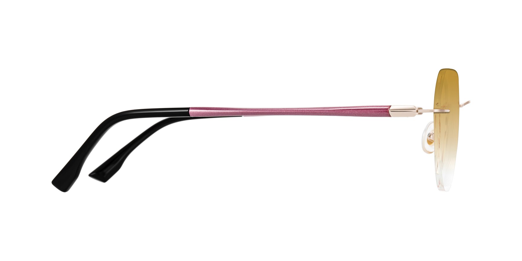 Side of Noe in Rose Gold/Purple with Champagne Gradient Lenses