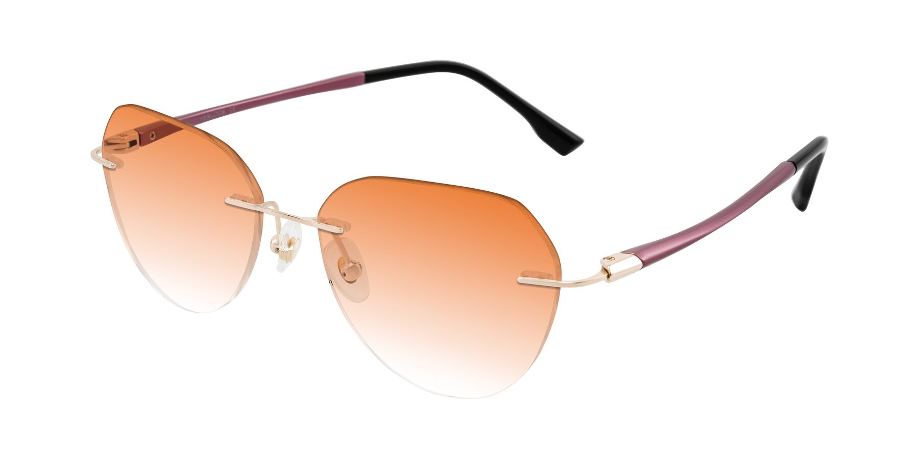 Angle of Noe in Rose Gold/Purple with Orange Gradient Lenses