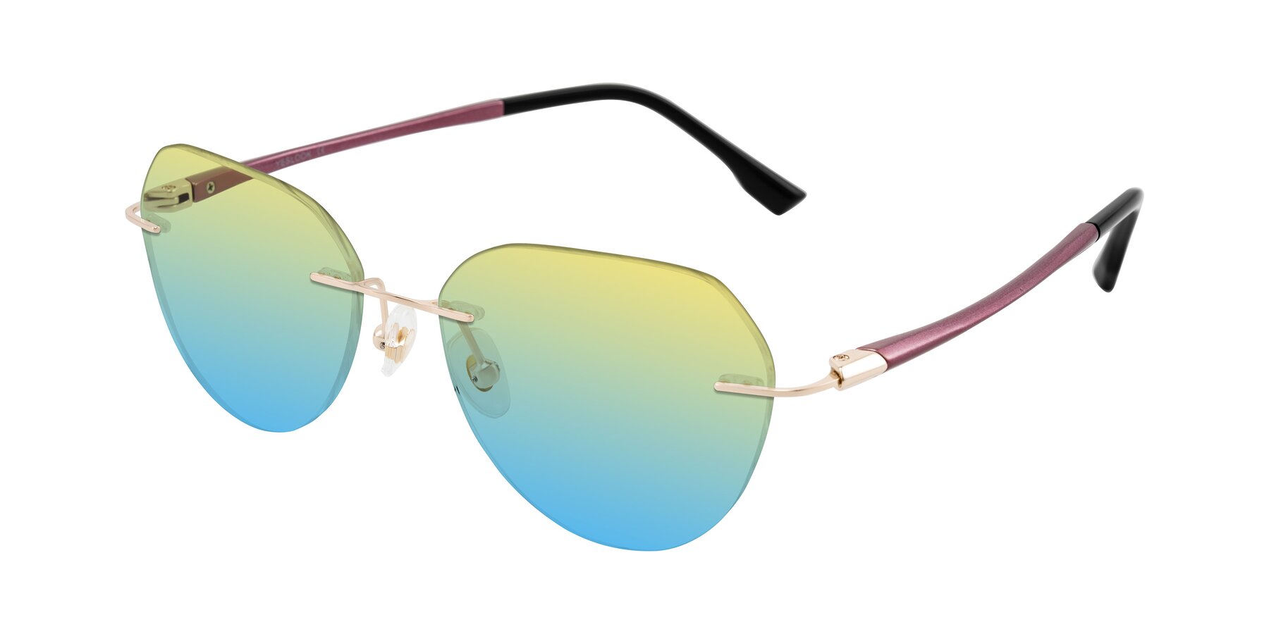Angle of Noe in Rose Gold/Purple with Yellow / Blue Gradient Lenses