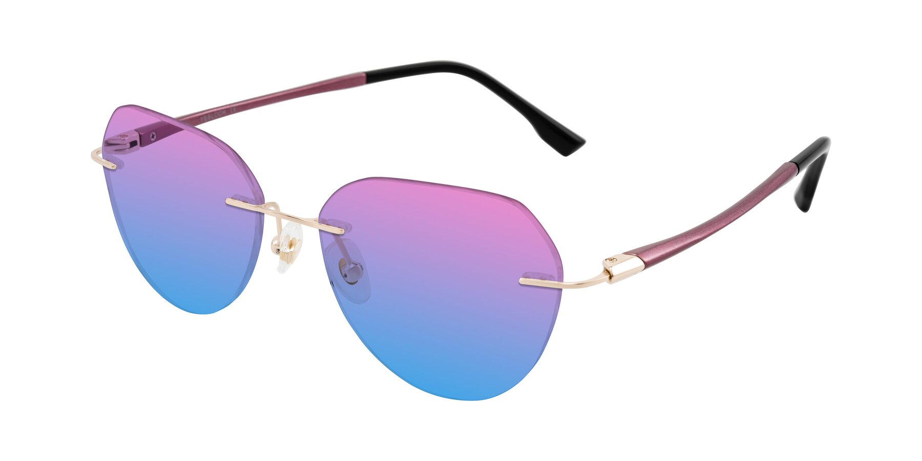 Angle of Noe in Rose Gold/Purple with Pink / Blue Gradient Lenses