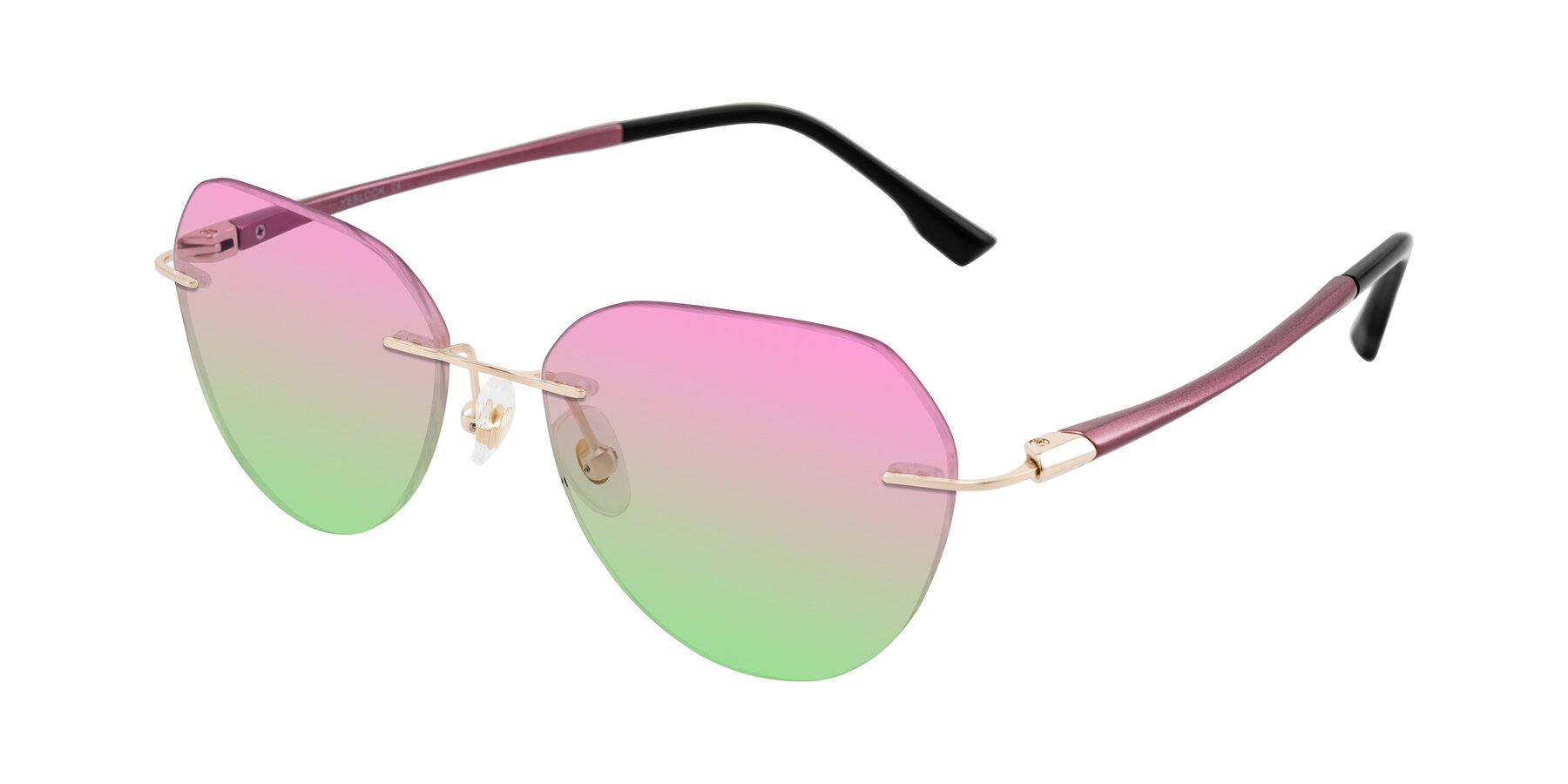 Angle of Noe in Rose Gold/Purple with Pink / Green Gradient Lenses