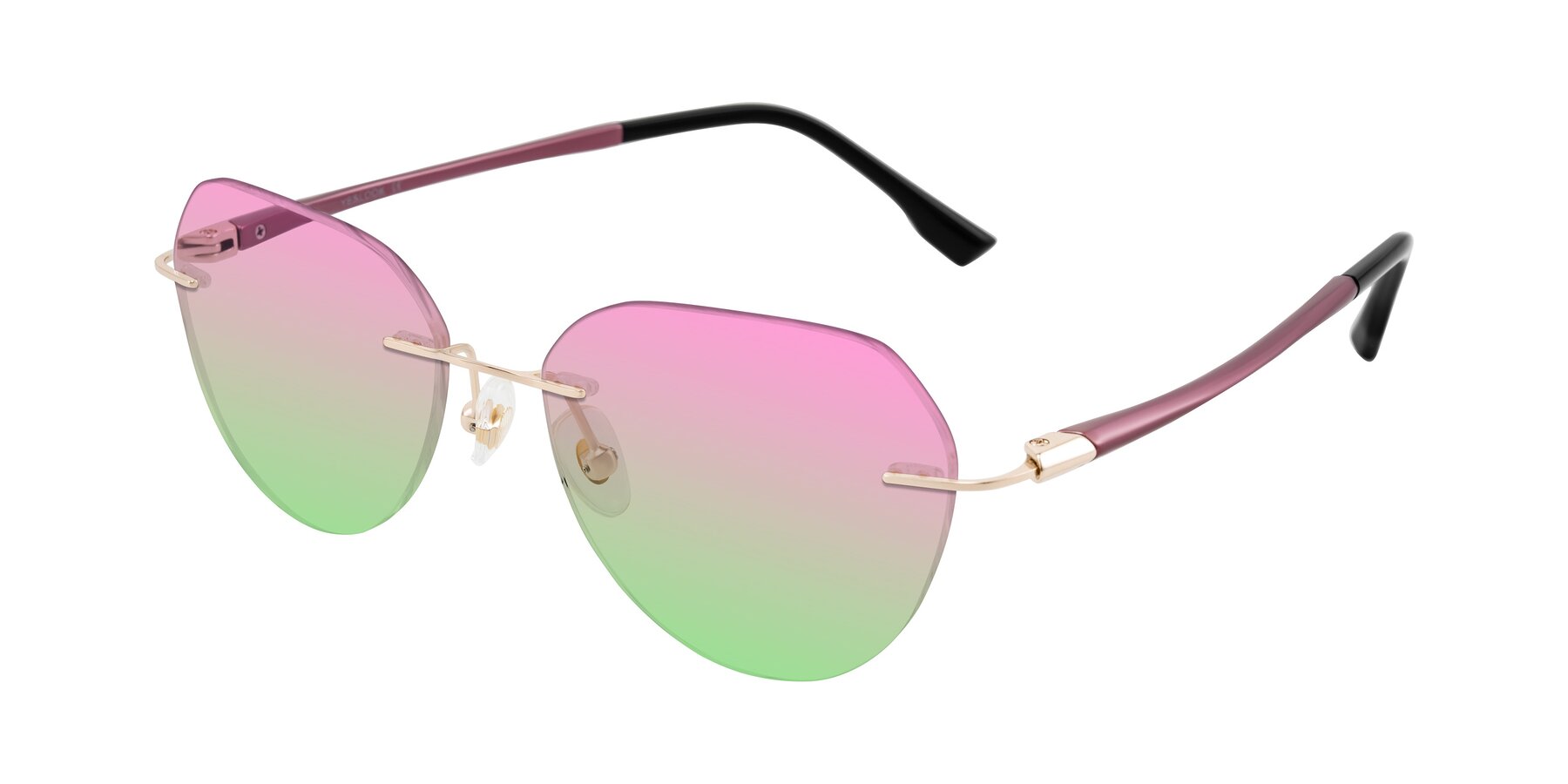 Angle of Noe in Rose Gold/Purple with Pink / Green Gradient Lenses