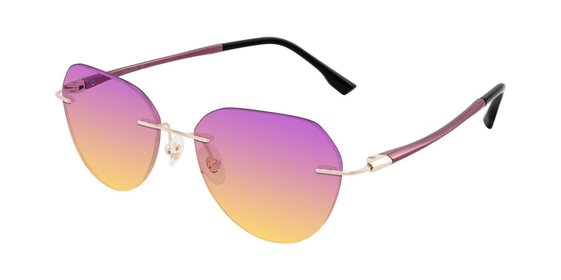 Angle of Noe in Rose Gold/Purple with Purple / Yellow Gradient Lenses