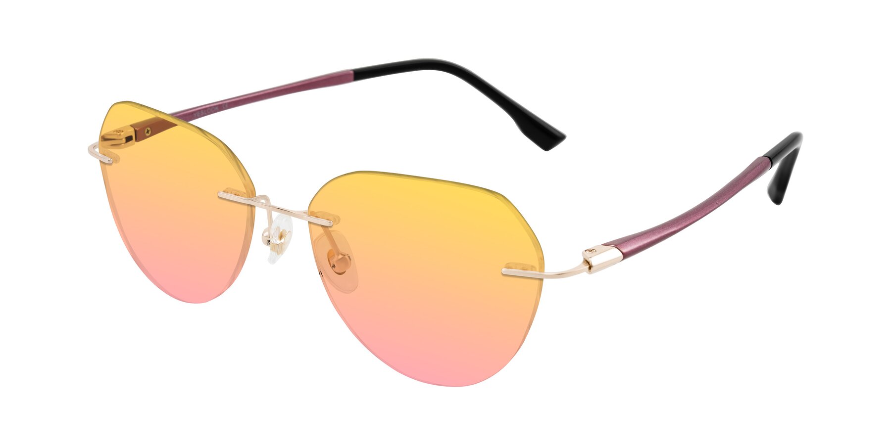 Angle of Noe in Rose Gold/Purple with Yellow / Pink Gradient Lenses