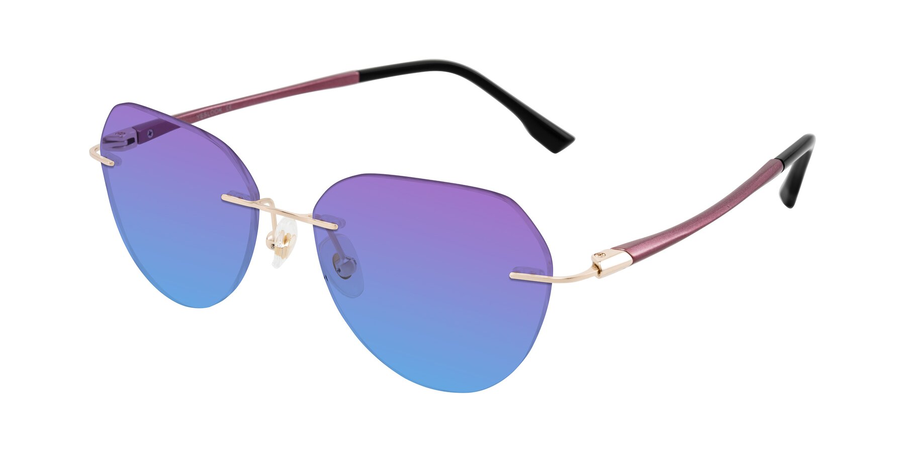Angle of Noe in Rose Gold/Purple with Purple / Blue Gradient Lenses