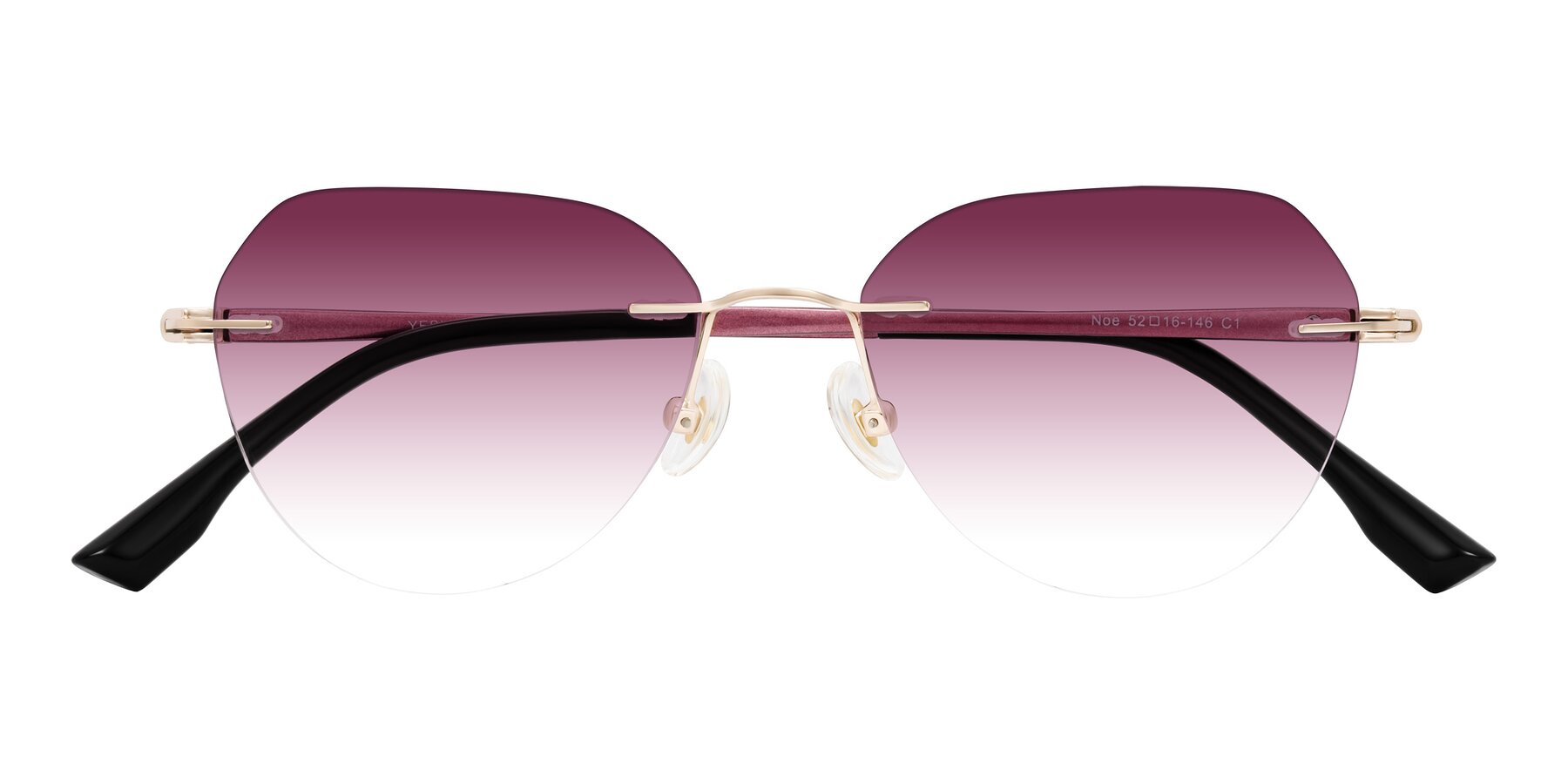 Folded Front of Noe in Rose Gold/Purple with Wine Gradient Lenses