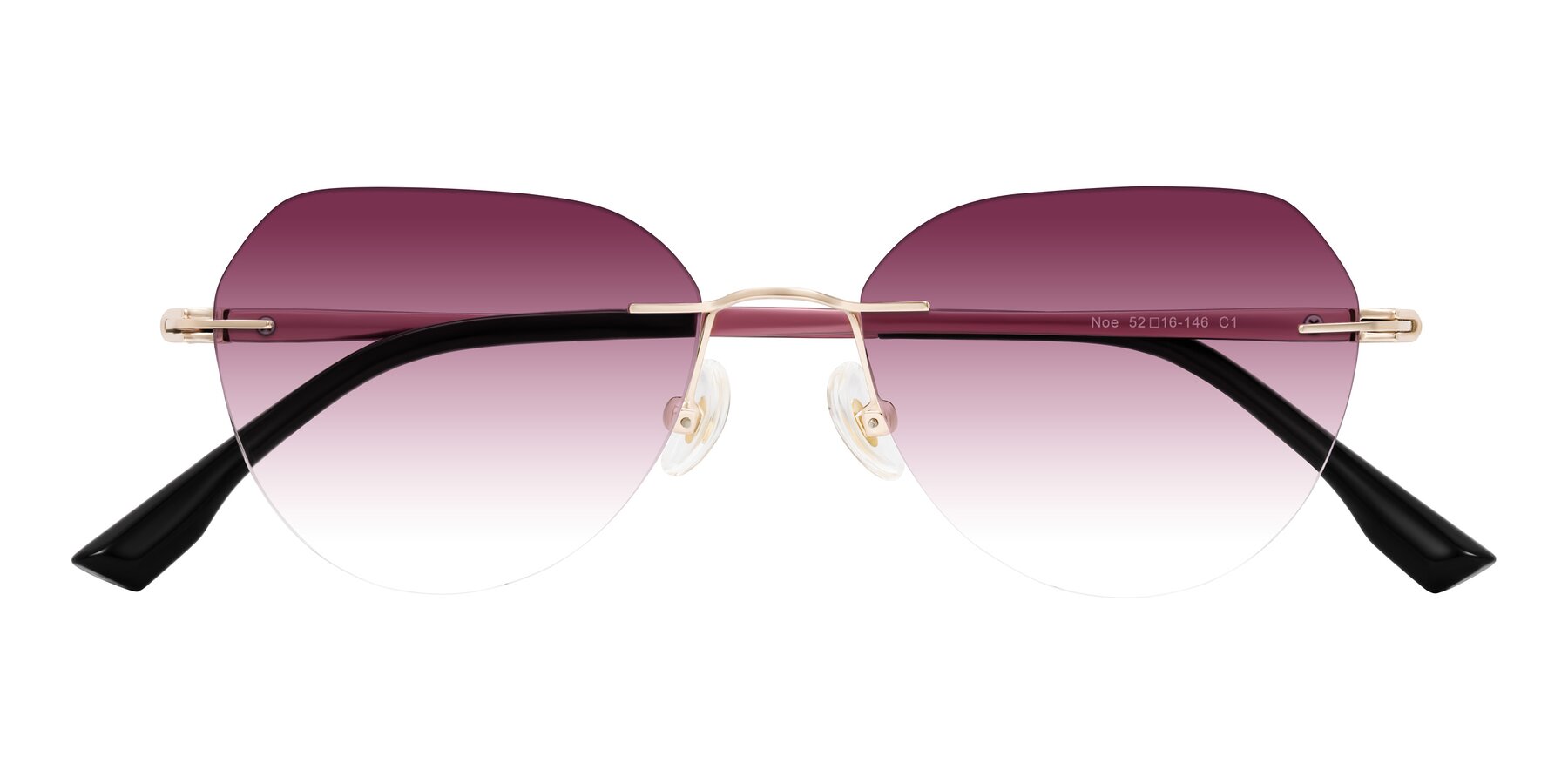 Folded Front of Noe in Rose Gold/Purple with Wine Gradient Lenses