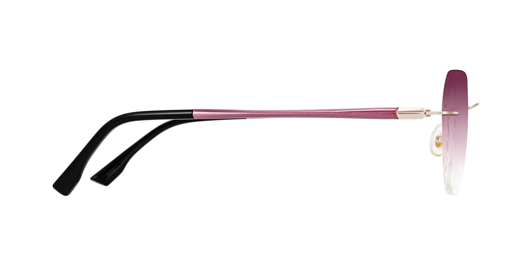 Side of Noe in Rose Gold/Purple with Wine Gradient Lenses