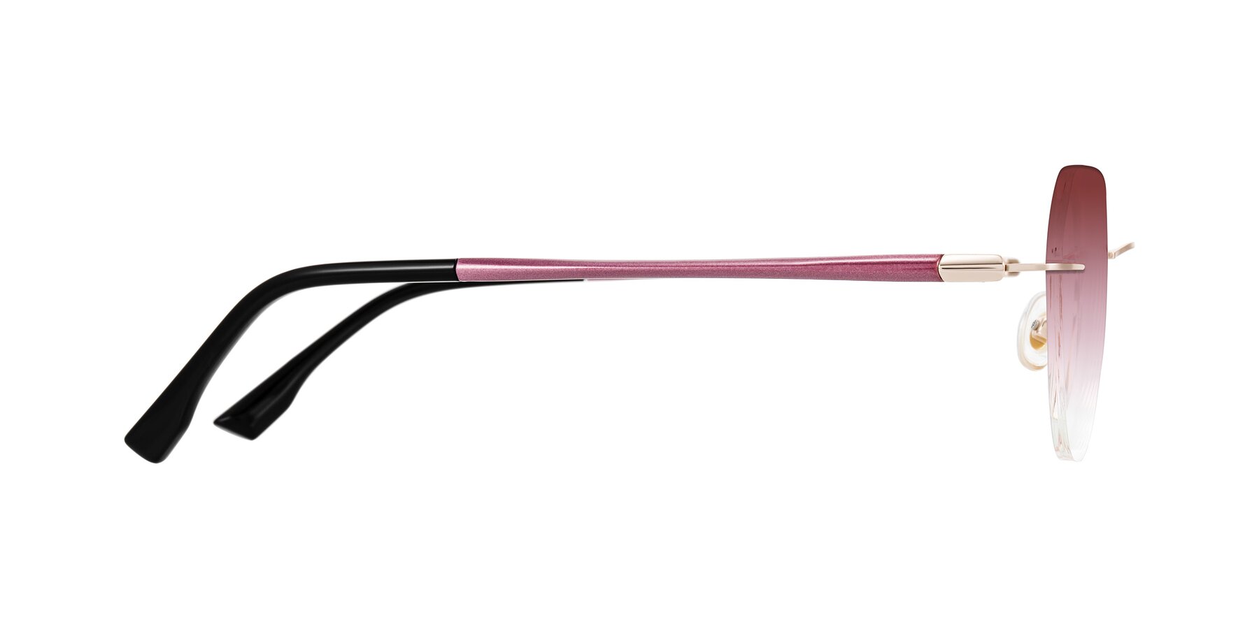 Side of Noe in Rose Gold/Purple with Garnet Gradient Lenses