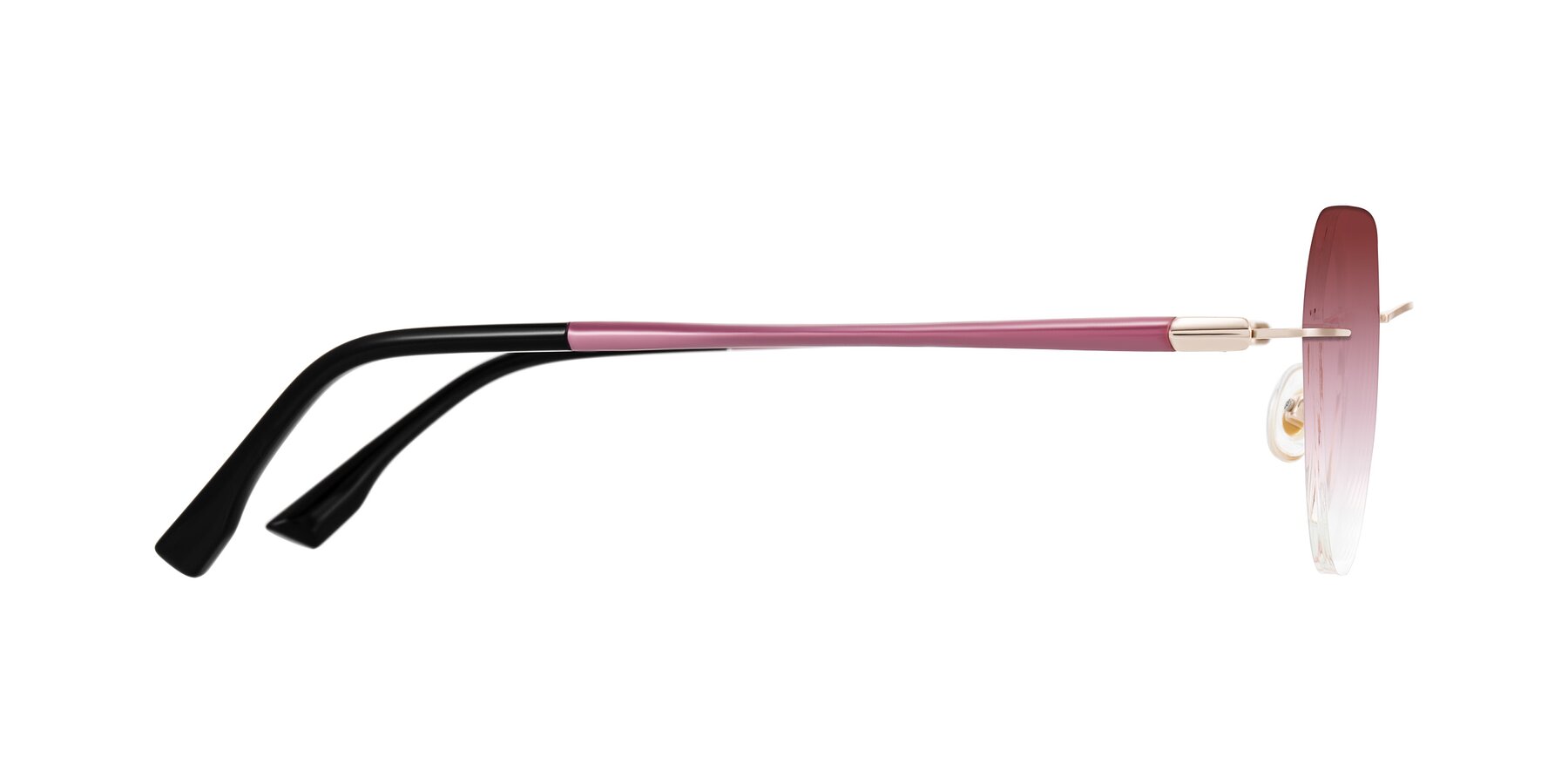Side of Noe in Rose Gold/Purple with Garnet Gradient Lenses