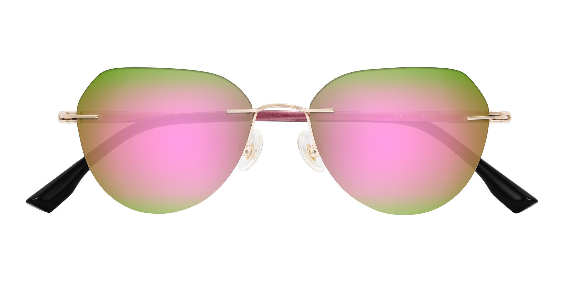 Folded Front of Noe in Rose Gold/Purple with Pink Mirrored Lenses