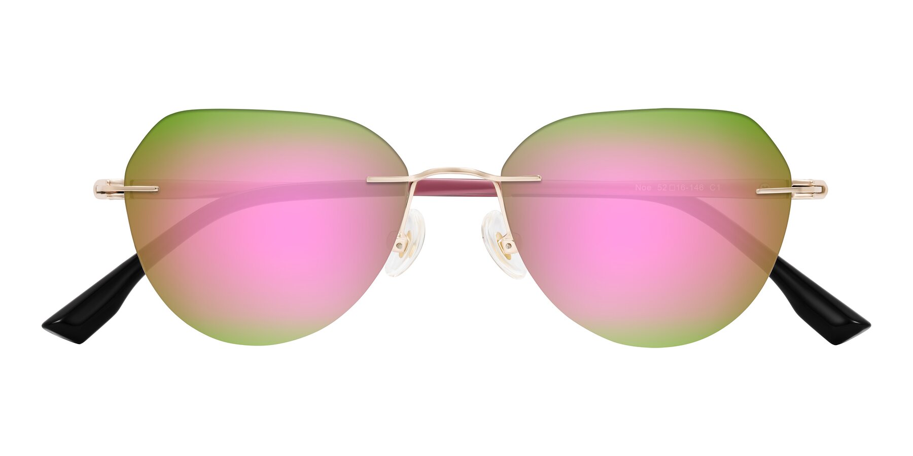 Folded Front of Noe in Rose Gold/Purple with Pink Mirrored Lenses