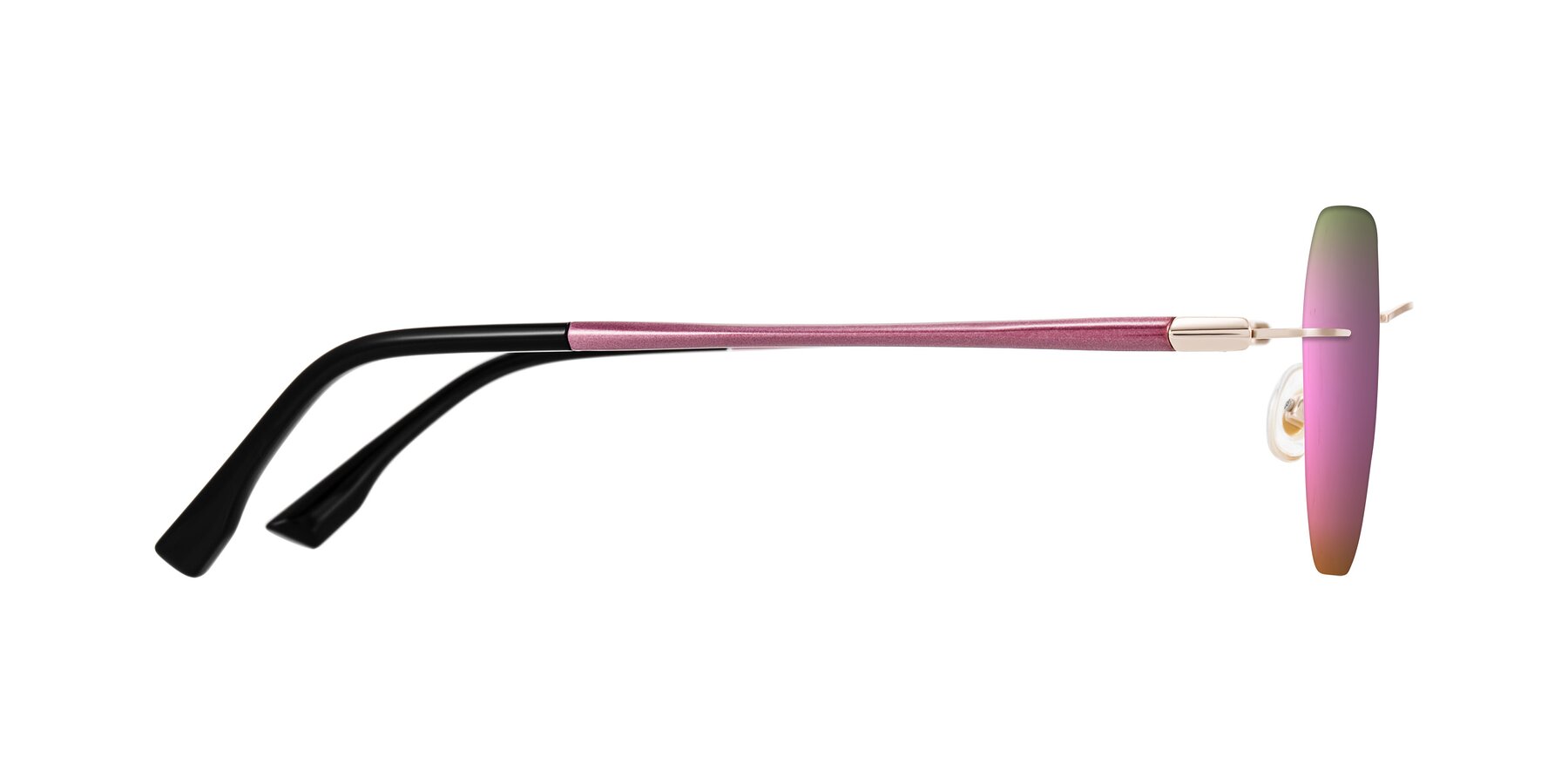 Side of Noe in Rose Gold/Purple with Pink Mirrored Lenses