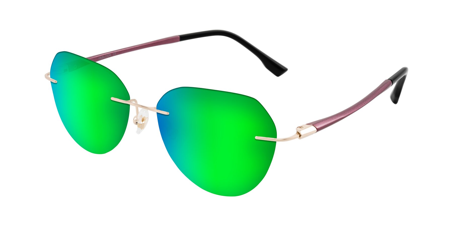 Angle of Noe in Rose Gold/Purple with Green Mirrored Lenses
