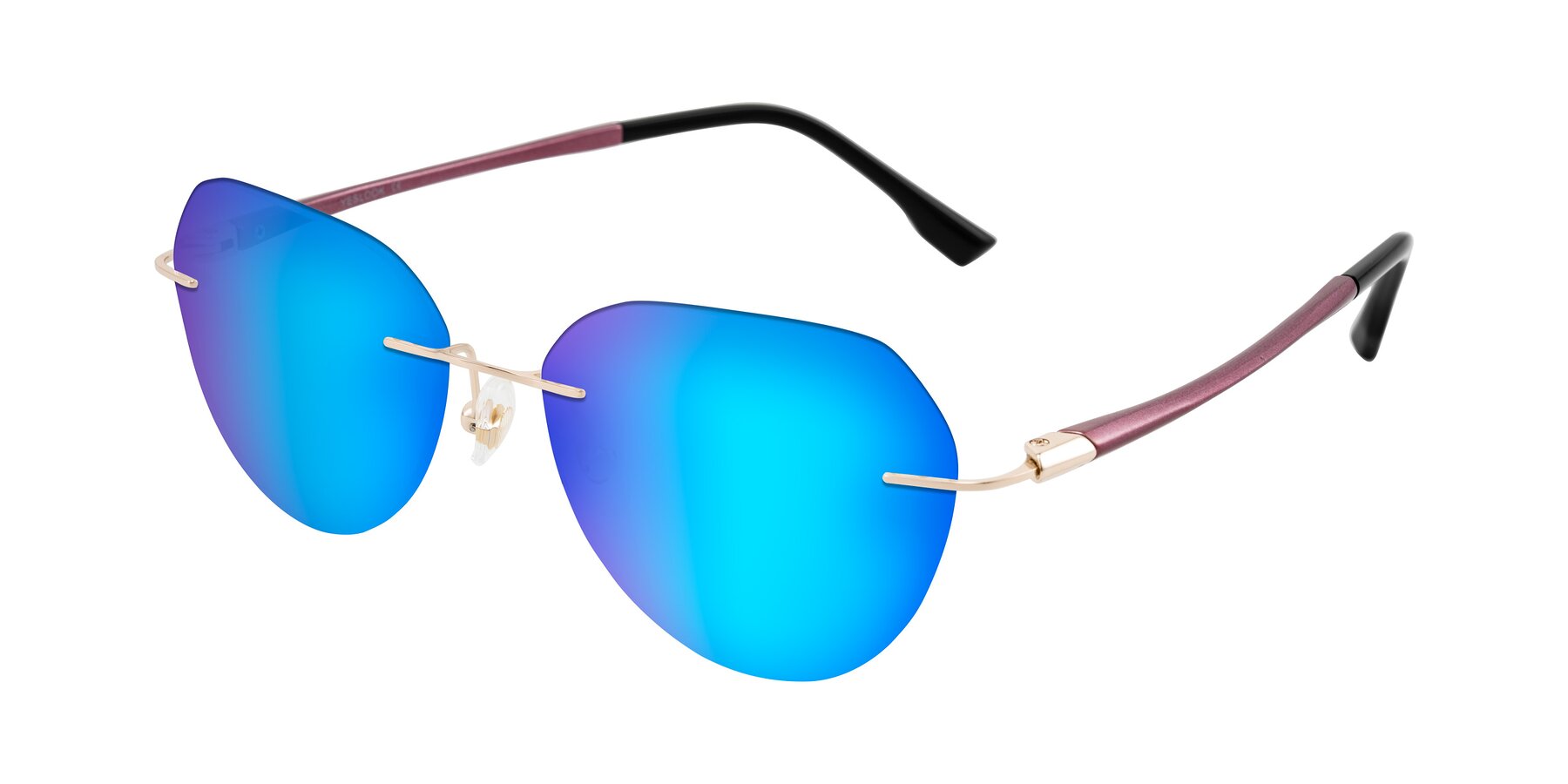 Angle of Noe in Rose Gold/Purple with Blue Mirrored Lenses