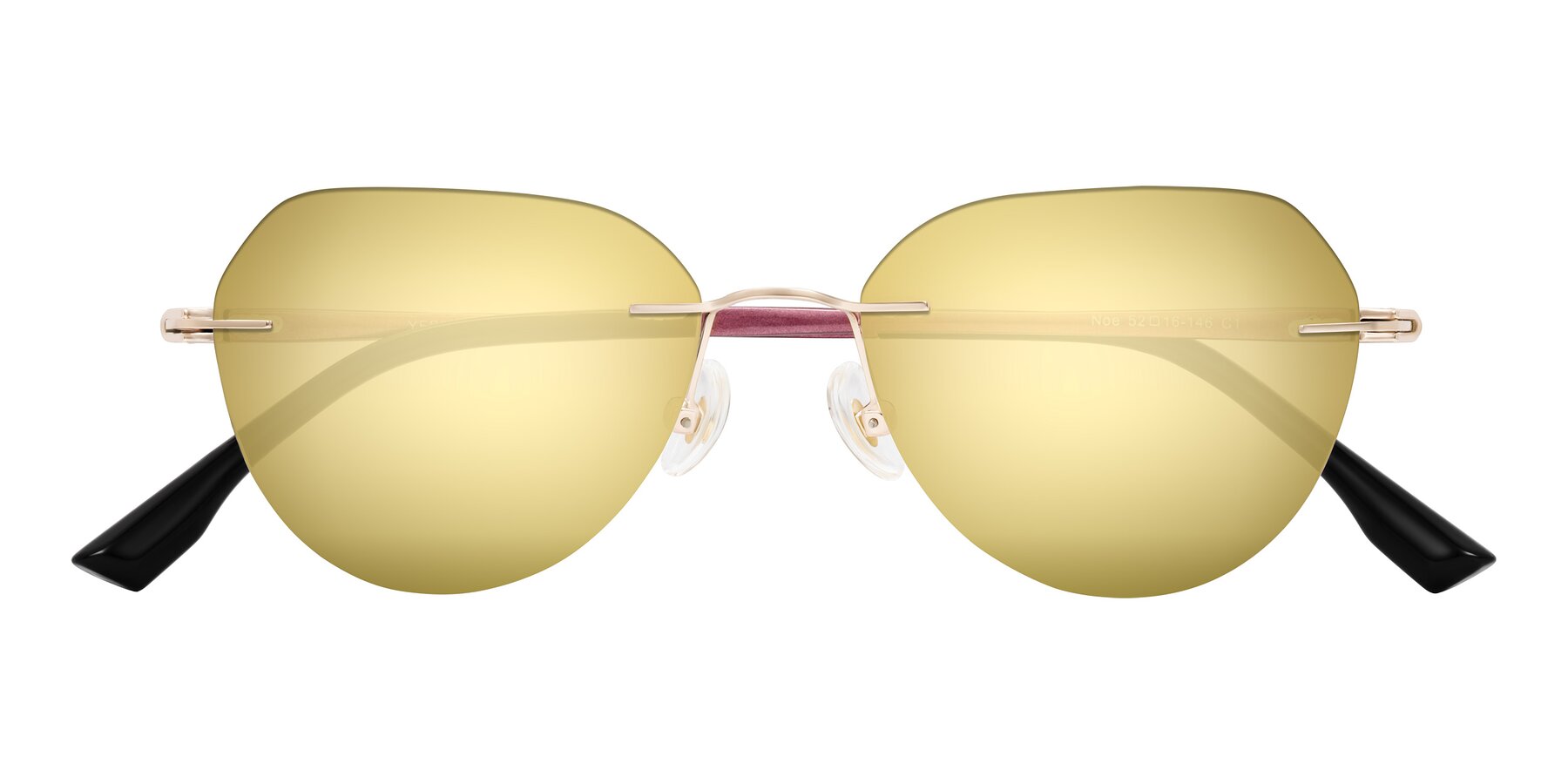 Folded Front of Noe in Rose Gold/Purple with Gold Mirrored Lenses