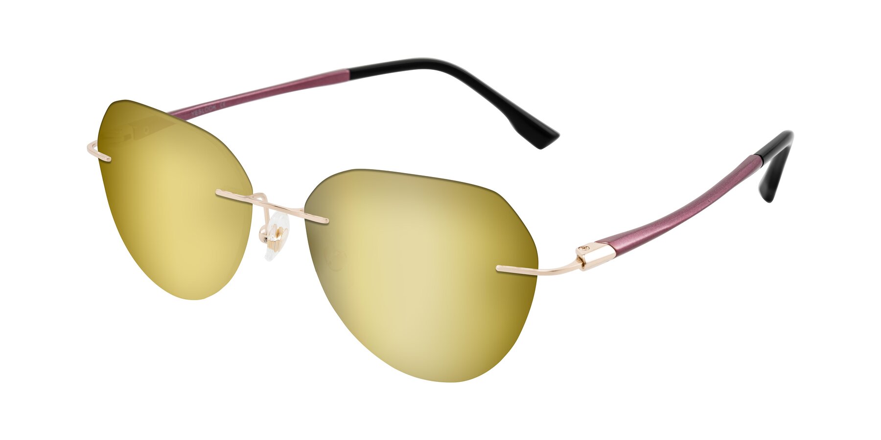 Angle of Noe in Rose Gold/Purple with Gold Mirrored Lenses