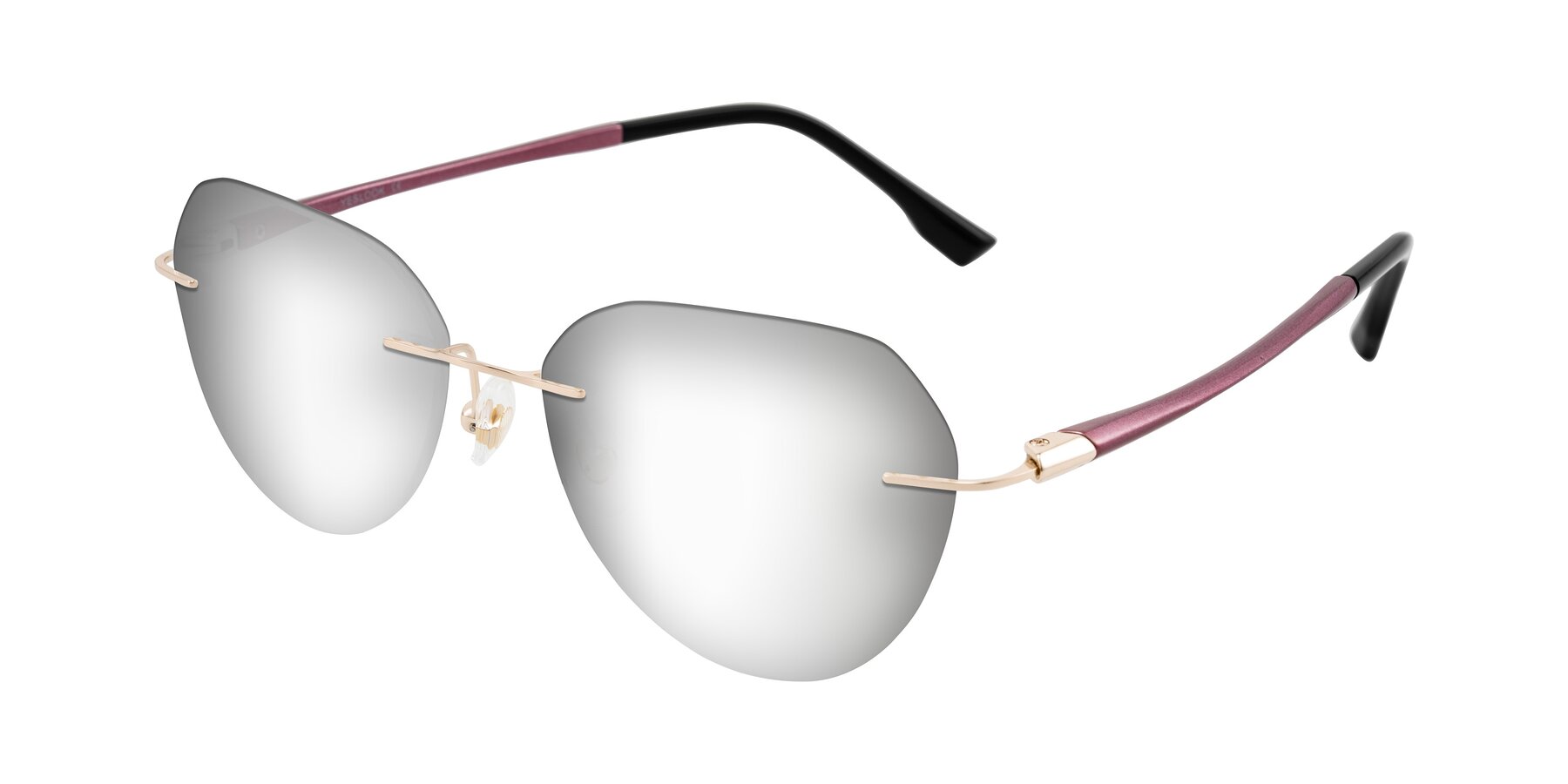 Angle of Noe in Rose Gold/Purple with Silver Mirrored Lenses