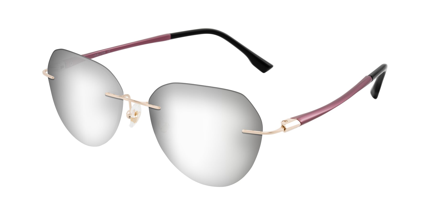 Angle of Noe in Rose Gold/Purple with Silver Mirrored Lenses